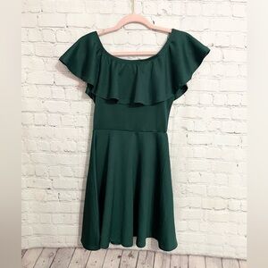 Hunter Green Ruffle Sleeveless Mini Dress Size Small